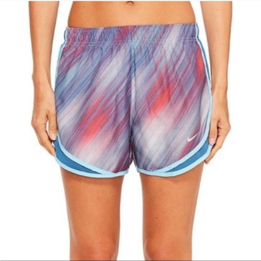 Nike Red White Blue Tempo Dri-Fit Elastic Waist Lined Running Shorts
